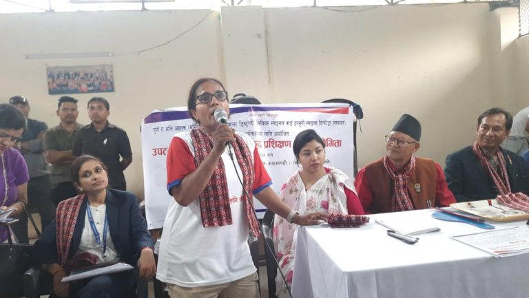Boccia Nepal President Goma Poudel Speaking in the Program